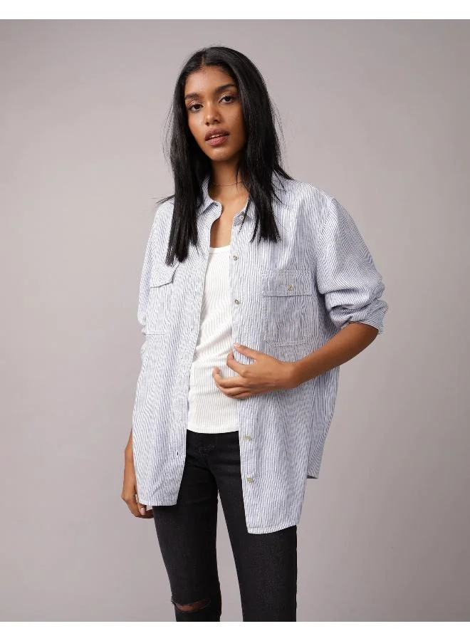 امريكان ايجل AE Weekend Vibes Long-Sleeve Button-Up Shirt