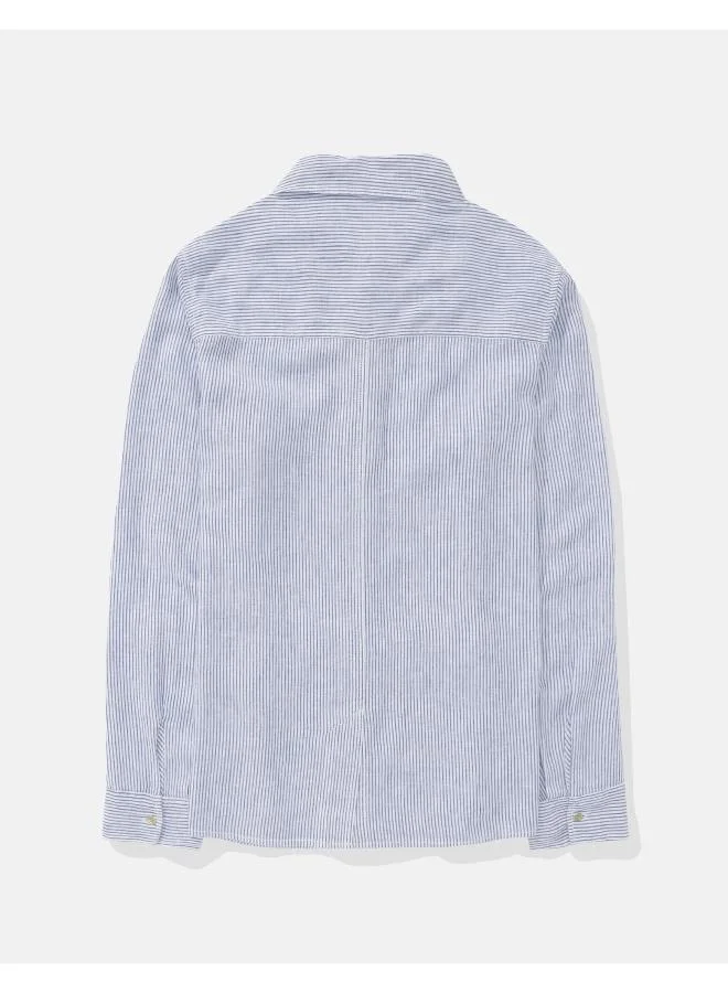 امريكان ايجل AE Weekend Vibes Long-Sleeve Button-Up Shirt