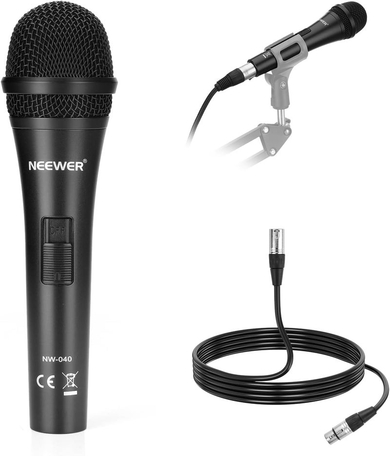 NEEWER NW-040 Cardioid Dynamic Microphone with XLR Cable - Unidirectional Pickup Mic for Voice, Podcast, Singing, and Streaming - Image 1