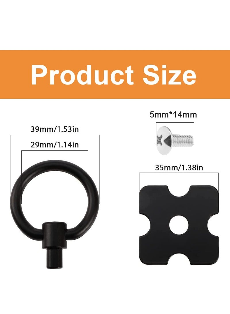 SYOSI 4 Pcs Drawer Handles and Ring Pull, Vintage Metal Drawer Pulls with Screws Cabinet Door Knobs for Cabinet Wardrobe Cupboard Dresser Door Furniture Nightstand (Black) - Image 2
