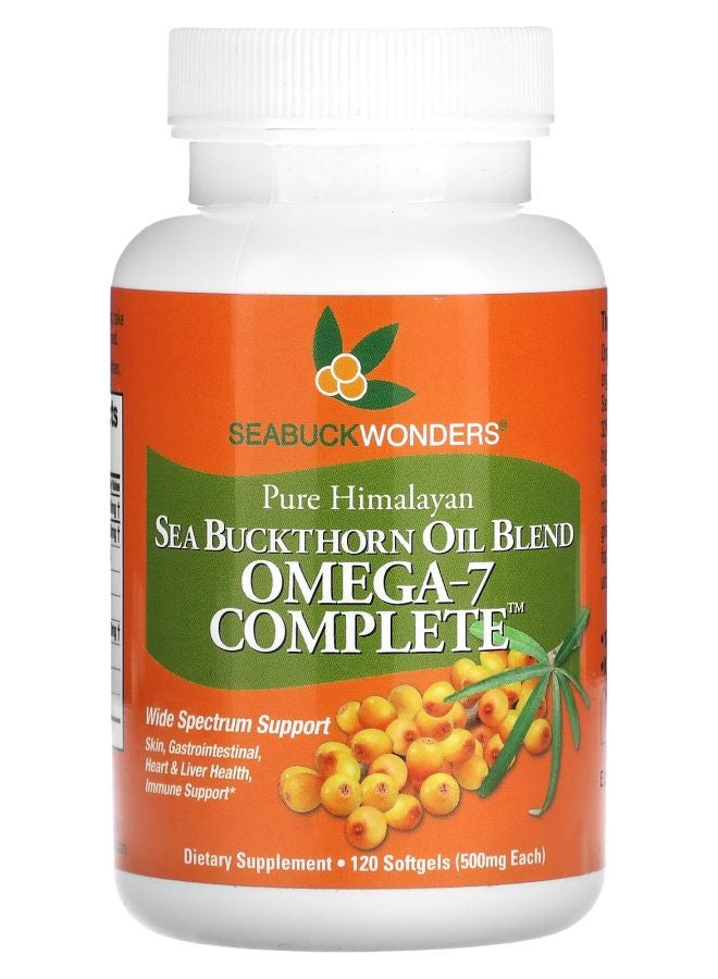 SEABUCKWONDERS Sea Buckthorn Oil Blend Omega-7 Complete 1000 mg 120 Softgels (500 mg per Softgel)