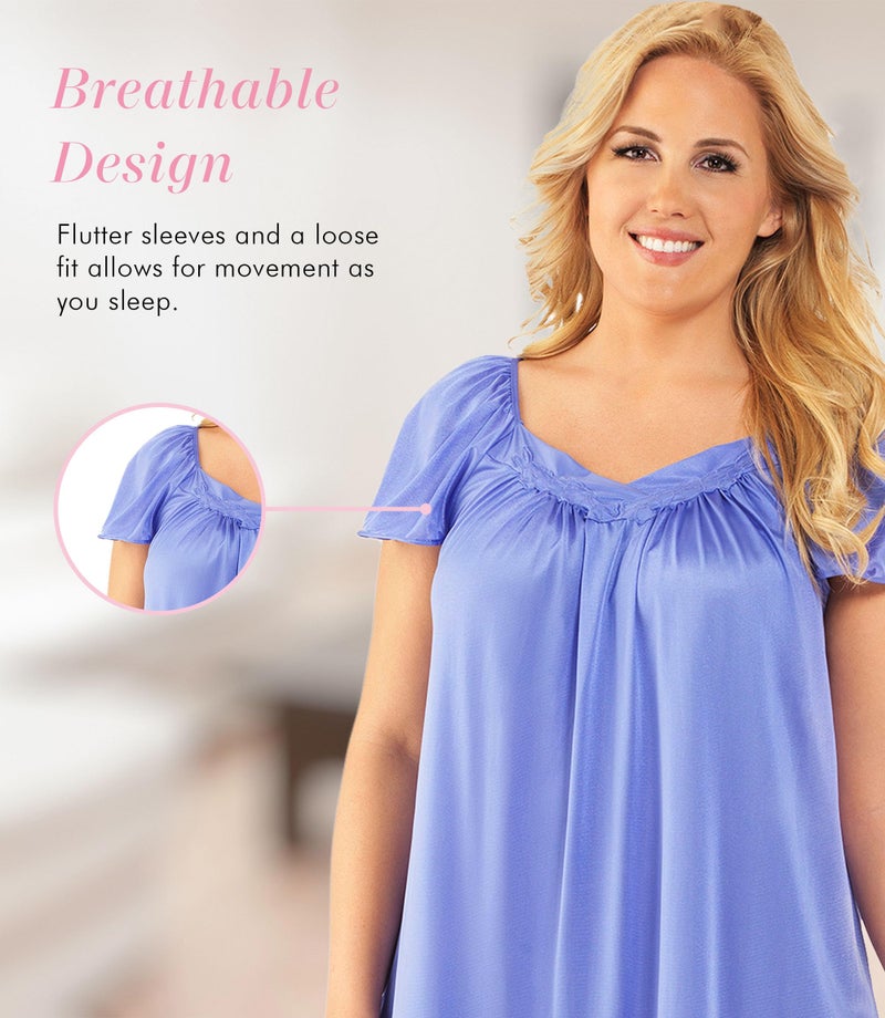 Exquisite Form Women's Coloratura Sleepwear Short Flutter Sleeve Gown 30109, Victory Violet, Medium - Image 2
