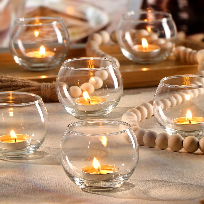 LAMORGIFT 24 Pcs Clear Tealight Candle Holders  Bulk Cute Small Vases for WeddingEngagementBridal Shower Parties Table Centerpieces Home Decor