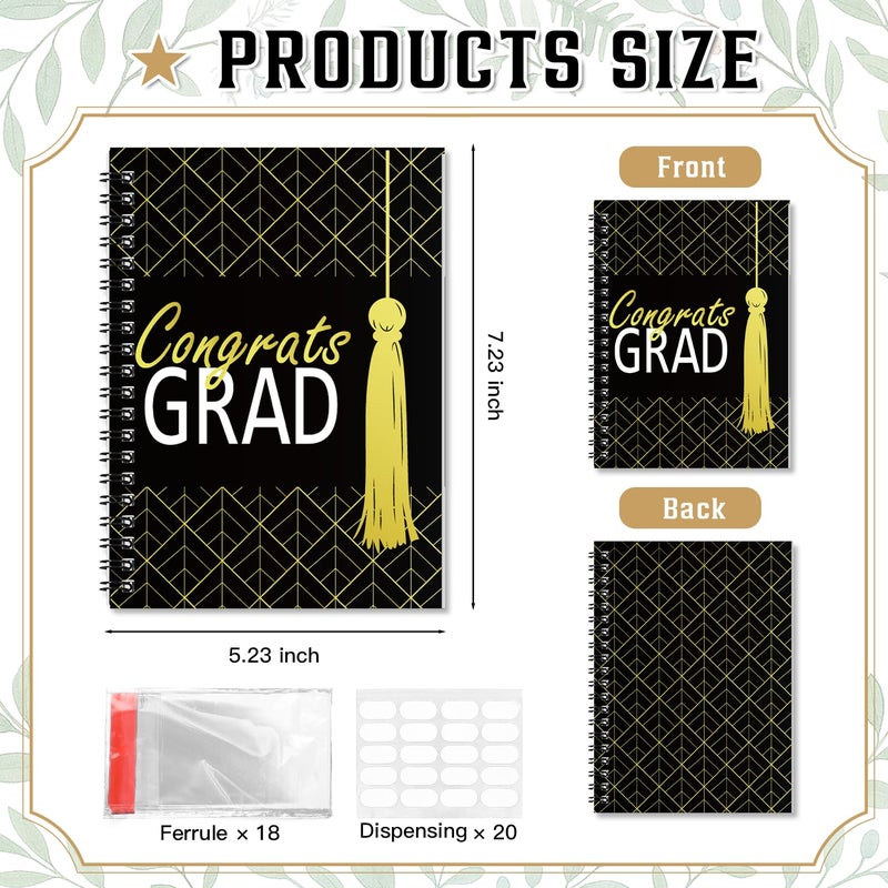 Fprl Graduation Gift Card Book 7 x 5 Inch 20 Pages Gift Card Booklet Congrats Grad Organizer Greeting Card College Survival Album Keeper for Graduation Senior Gifts(Black) - Image 2
