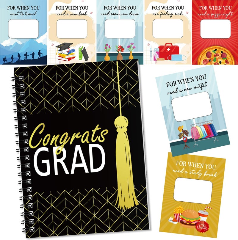Fprl Graduation Gift Card Book 7 x 5 Inch 20 Pages Gift Card Booklet Congrats Grad Organizer Greeting Card College Survival Album Keeper for Graduation Senior Gifts(Black) - Image 1