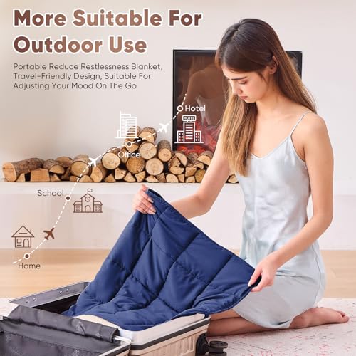 BETU Weighted Lap Blanket for Adults 5lbs, 24"x29" Cooling Heavy Throw Blanket, Portable Travel Weighted Blankets, Soft Small Blankets Gifts for Sleeping, Navy Blue - Image 5