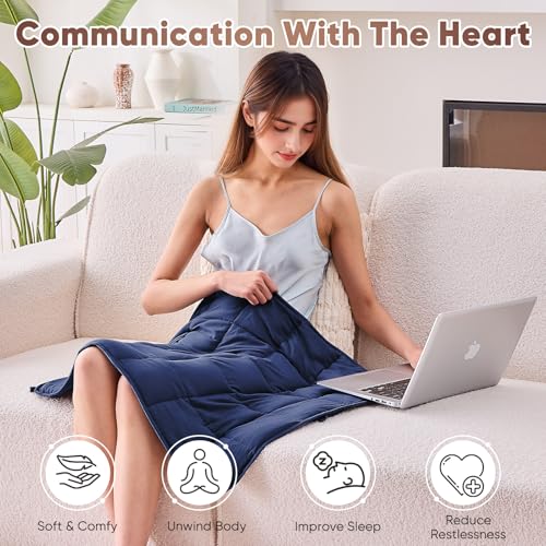 BETU Weighted Lap Blanket for Adults 5lbs, 24"x29" Cooling Heavy Throw Blanket, Portable Travel Weighted Blankets, Soft Small Blankets Gifts for Sleeping, Navy Blue - Image 4