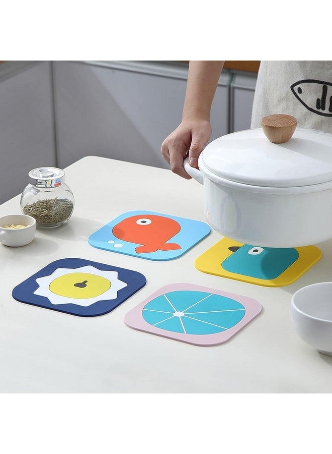 Capmora CAPMORA Bath Towels, Absorbent, Soft Table Coasters Set of 4 Birds & Fish Heat Insulation Pad for Big Hot Pots & Pans Casserole/Bowl/Dining Table Mat Pad/Tea Coasters Anti-Slip - Image 2