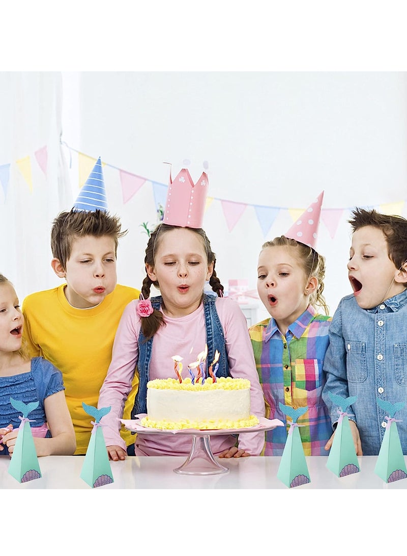 SOLARAE Mermaid Favour Boxes, Paper Mermaid Tail Candy Boxes for Mermaid Birthday Party, Mermaid Themed Party Supplies for Kids Girls Birthday Party Baby Shower 40 Pcs - Image 3