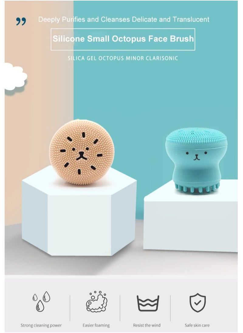 Prime by javaudan Face Scrubber Cleansing Brush Face Exfoliator Brush Octopus Shape Facial Cleansing Brush, Small Silicone Facial Cleanser Exfoliating Scrubber Face Washing Brush Deep Pore Cleaning for Skin Care  - Image 3