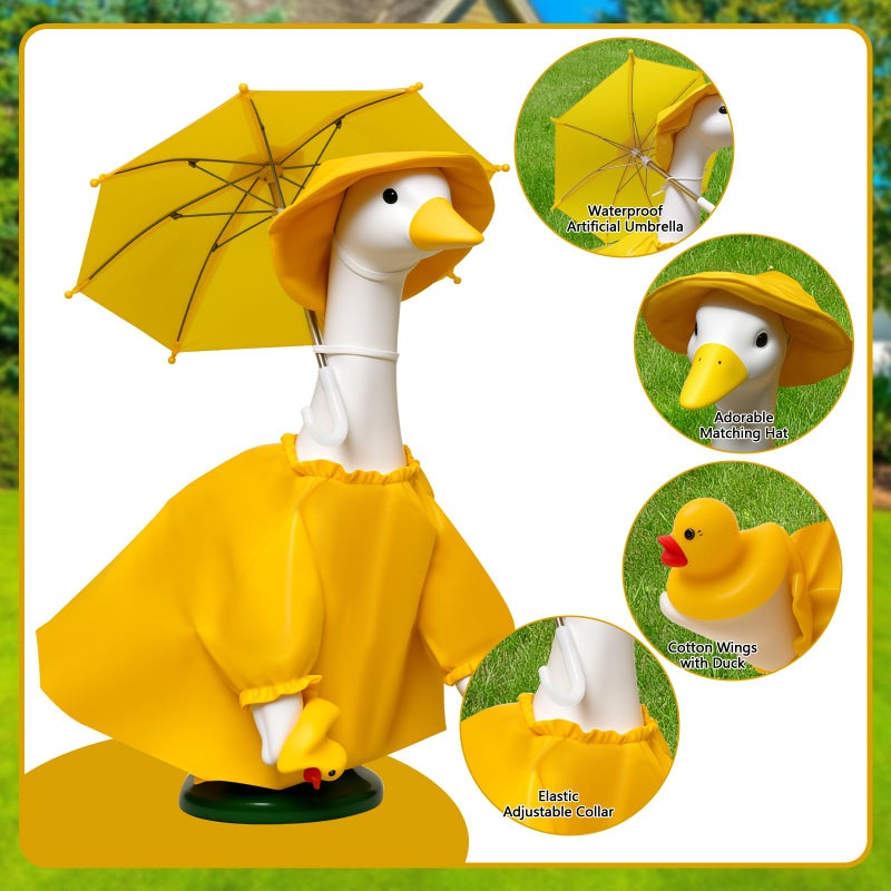JOYANDRO Porches Goose Raincoat Garden Decor, Porches Goose Outfit Dress up for 23 inches Goose Statue - Outdoor Statue Outfit Dress Up & Clothing for Patio Yard Decoration and Patio - Image 4