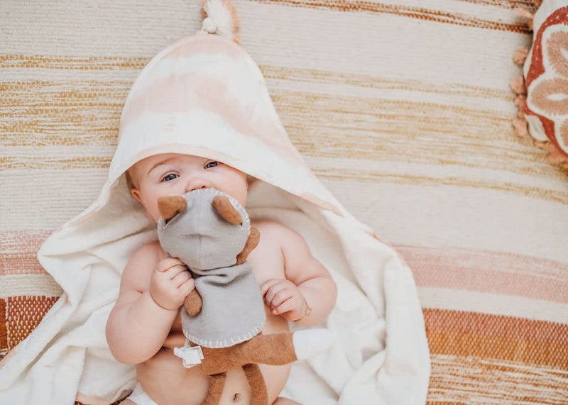 Crane Baby Hooded Towel - 100% Cotton & Terry Cloth, Pink Tie-Dye, 30" x 30", Hooded Baby Beach & Bath Towel - Image 3