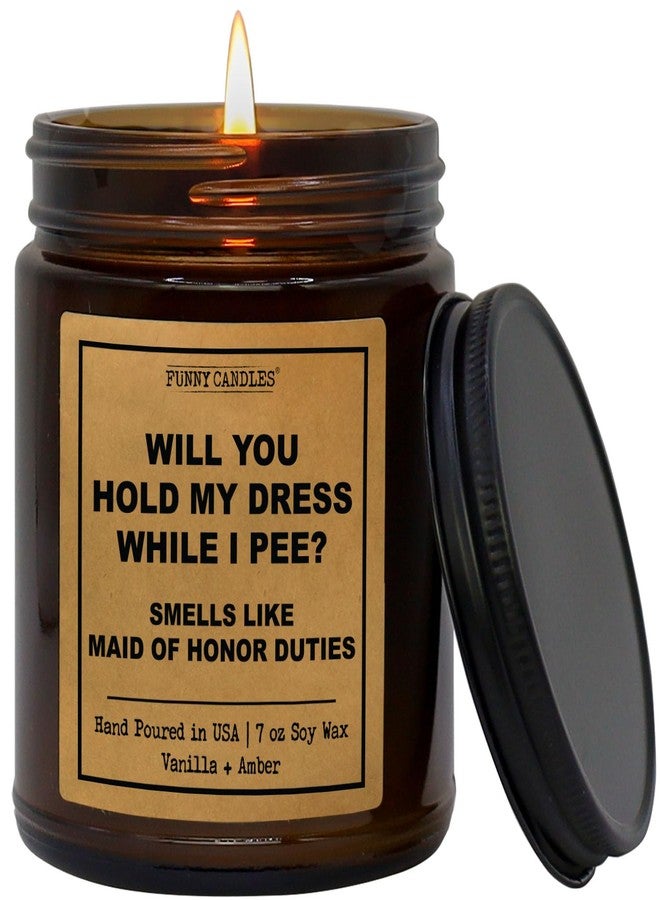 Funny Candles Maid of Honor Proposal Gifts for Women, Best Friend Her, BFF, Sisters | Bridal Party Present for Wedding, Bachelorette Party | Will You Be My Maid of Honor | Funny Candles 100% Soy Wax | Made in USA - Image 1
