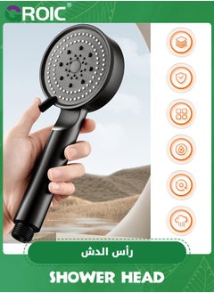 GROIC Shower Head With Handheld- High Pressure Shower Heads 5 Functions Built Handheld Turbo Fan Shower Hydro Jet Shower Head Kit Detachable Shower Head With Hose and Holder,Handheld Shower(BLACK)  - Image 2