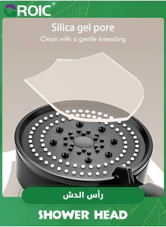 GROIC Shower Head With Handheld- High Pressure Shower Heads 5 Functions Built Handheld Turbo Fan Shower Hydro Jet Shower Head Kit Detachable Shower Head With Hose and Holder,Handheld Shower(BLACK)  - Image 4