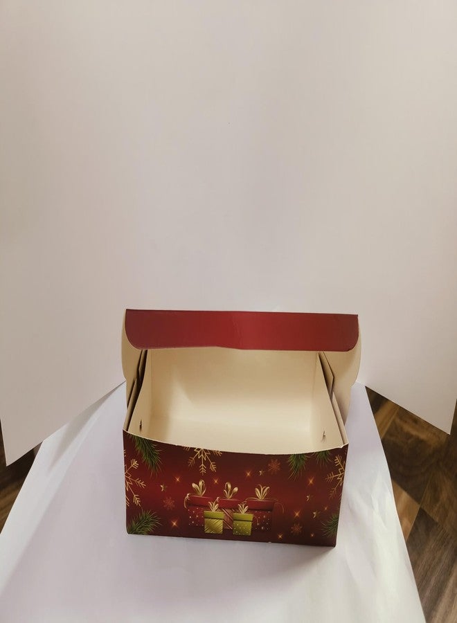 Intactmedia SBS Board Christmas Plum Cake Boxes with Window, 500g Capacity - Sturdy Brown Bakery Gift Boxes for Cupcakes, Muffins & Treats - Green - Image 3