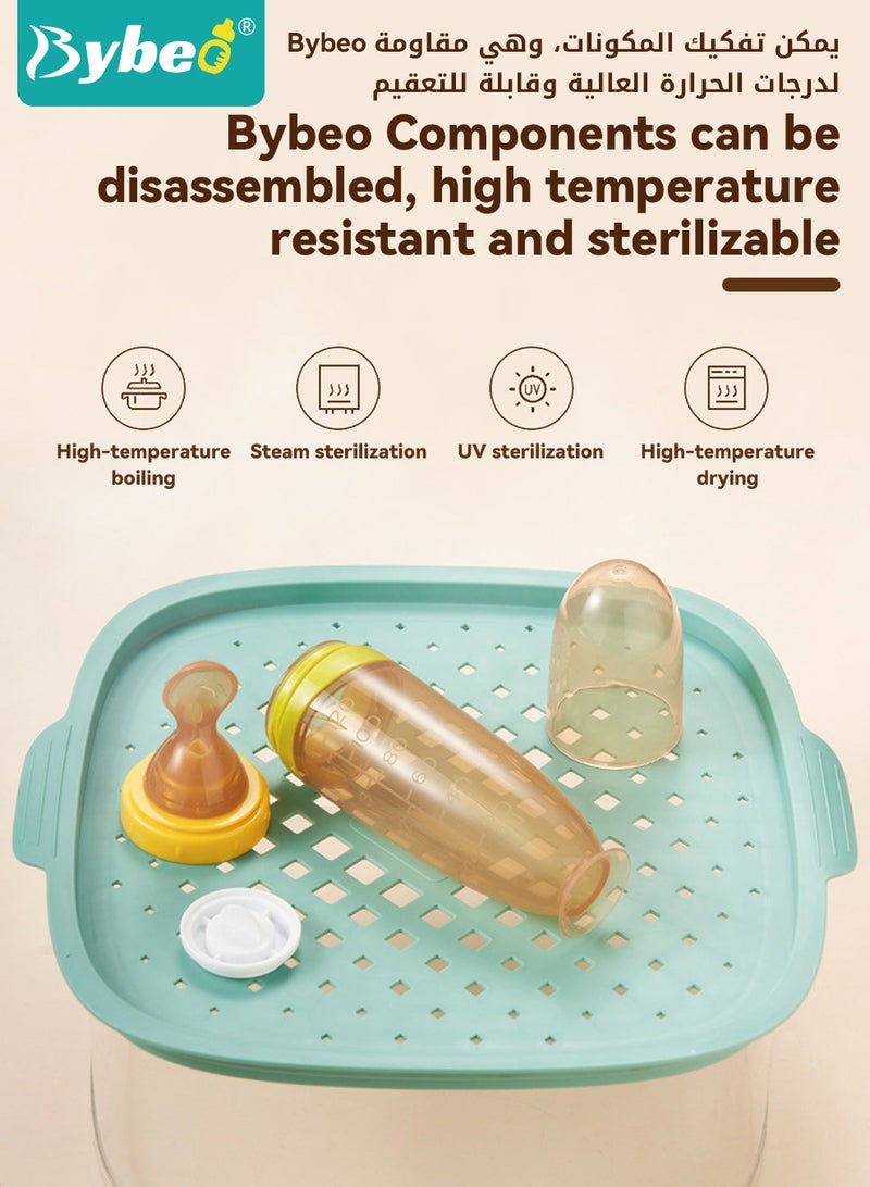 Bybeo 2 Pieces Baby Food Feeder, Silicone Baby Feeding Spoon with Standing Base for Infants Dispensing and Feeding, Squeeze Feeding Spoons for Boys Girls Kids, Self Feeding Bottle Spoon, BPA Free - Image 5