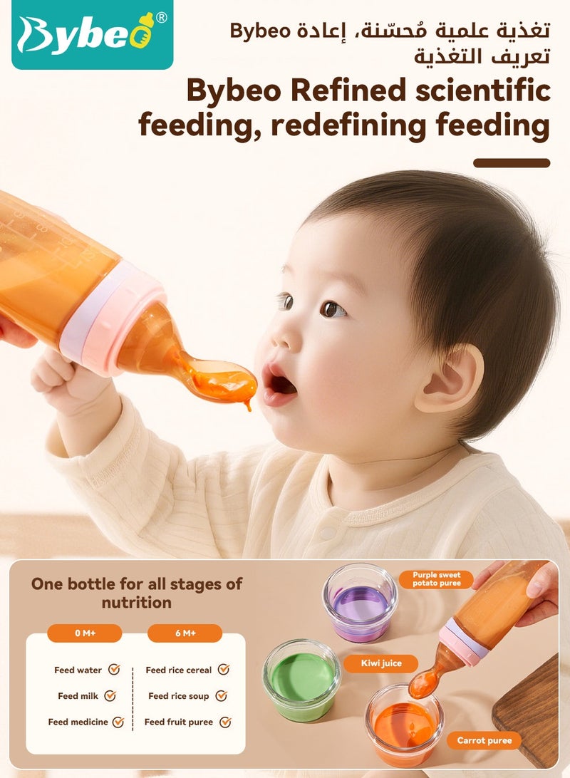 Bybeo 2 Pieces Baby Food Feeder, Silicone Baby Feeding Spoon with Standing Base for Infants Dispensing and Feeding, Squeeze Feeding Spoons for Boys Girls Kids, Self Feeding Bottle Spoon, BPA Free - Image 3