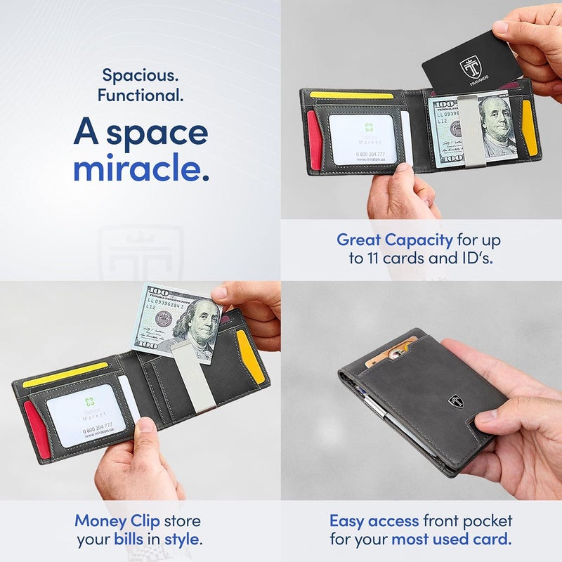 TRAVANDO Mens Wallet with Money Clip AUSTIN RFID Blocking Bifold Credit Card Holder for Men with Gift Box - Image 3
