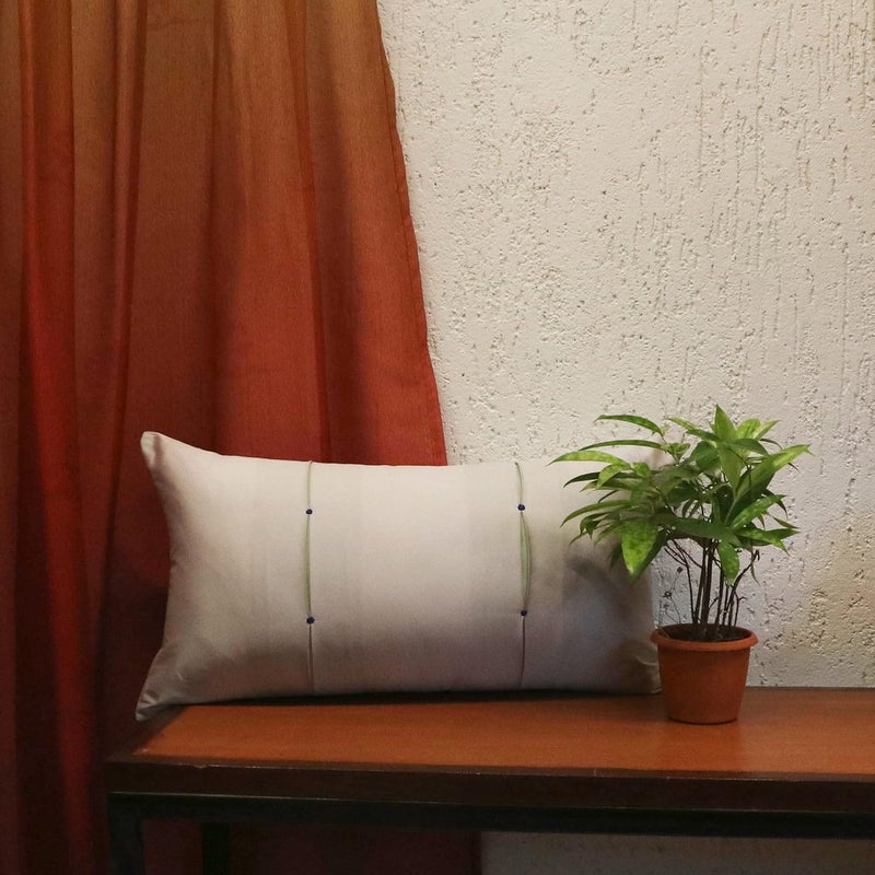 ZEBA World Polyester Solid Pleat Cushion Cover, 12 inches X 22 inches (Pack of 1) - Image 1