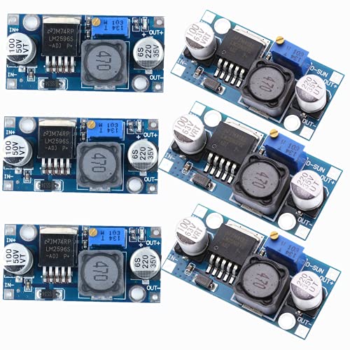 QEBIDUM 6 عبوة LM2596 محول DC-DC خافض، QEBIDUM LM2596S وحدة خافضة قابلة للتعديل DC إلى DC DIP SMD مثبت جهد منخفض الإدخال 3.0-40V الإخراج 1.5-35V منظم طاقة عالي الكفاءة - Image 1