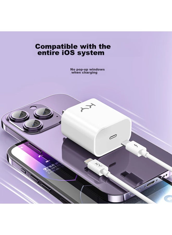 Ky Kangyou Pd20w Fast Charging Adapter Set Compatible With Iphone 14 Pro Max/13/12/11/ipad, Phone And Tablet Charger - Image 1