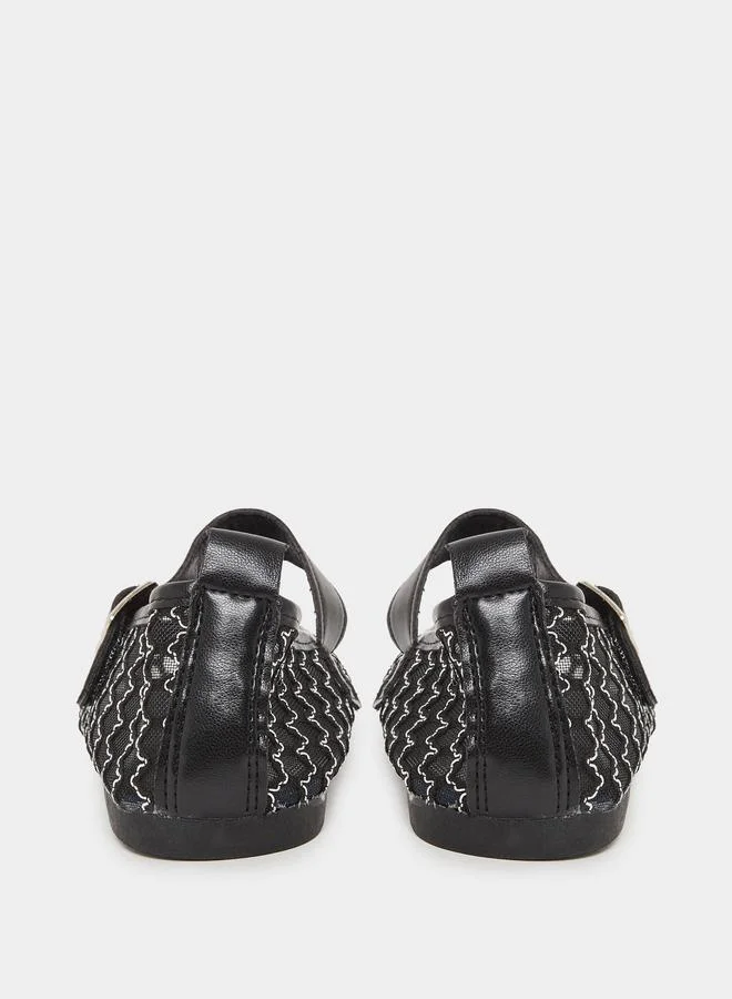 Styli Girls Mesh Embellished Ballerinas