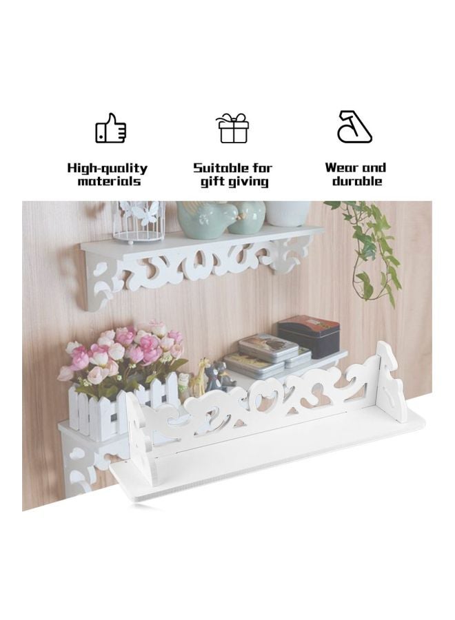 Alyashmac Wooden Carved Wall Shelf White 49x18x2.5cm - Image 3