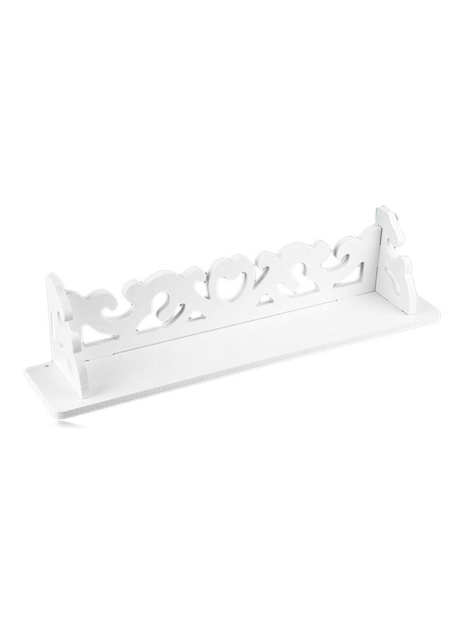 Alyashmac Wooden Carved Wall Shelf White 49x18x2.5cm - Image 1