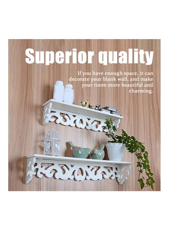 Alyashmac Wooden Carved Wall Shelf White 49x18x2.5cm - Image 5