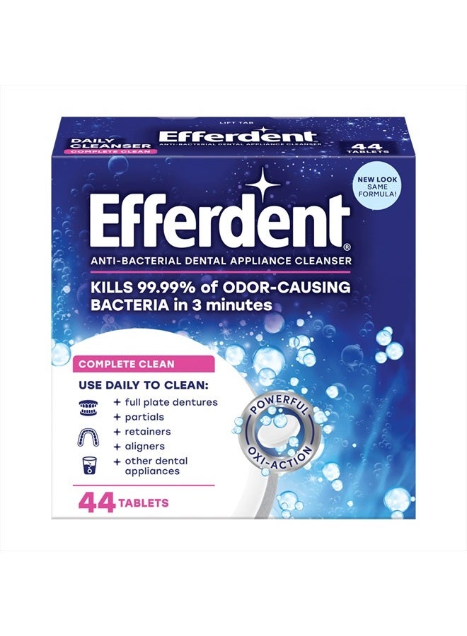 Efferdent Efferdent Denture Cleanser Tablets, Complete Clean, Cleanser for Retainer and Dental Appliances, 44 Tablets  - Image 1