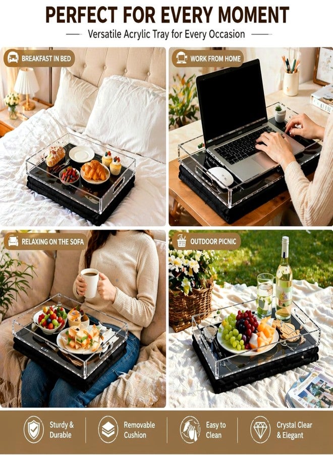 LemonRoad Acrylic Lap Tray for Bed or Couch - 16.5″ x 13″ Portable Tray with Detachable Cushions, Non-Slip Surface for Eating, Reading, or Laptop Use - Comfortable BedTray with Soft Pillow - Image 5