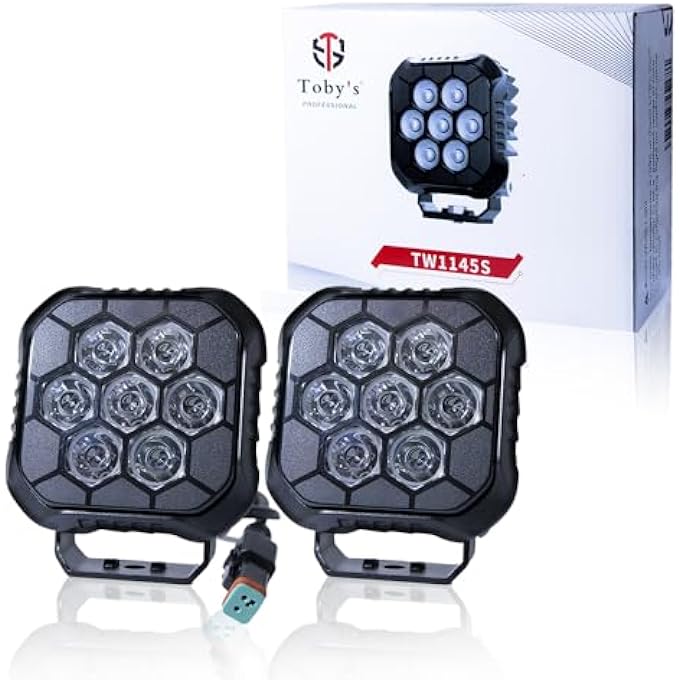 توبيز تم إطلاق 4 مصابيح عمل LED جديدة بقوة 45 وات ومصباح أمامي مساعد صغير ومصباح قيادة وموزع تأثيرات للشاحنات والدراجات النارية مكون من قطعتين - Image 2