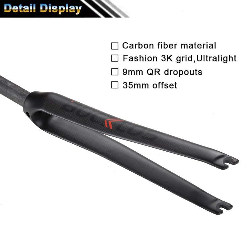 BUCKLOS 28.6mm 700C Full Carbon Fiber Road Bike Rigid Fork, C-Type Clamp Brake, 1-1/8 Threadless Straight Tube Superlight 3K T800 Bicycle Front Fork - Image 3