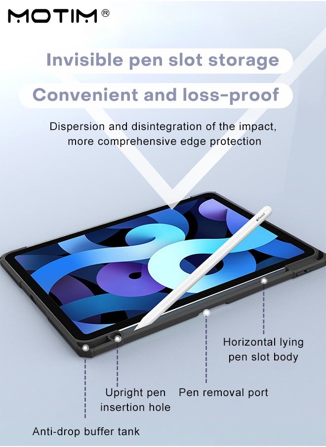 Case for iPad 10th Generation 10.9 Inch 2022 Slim Light ipad Cover with Pencil Holder Tri-Fold Design With Multi-Angle Stand Function Protective Shockproof Cover, Auto Wake/Sleep