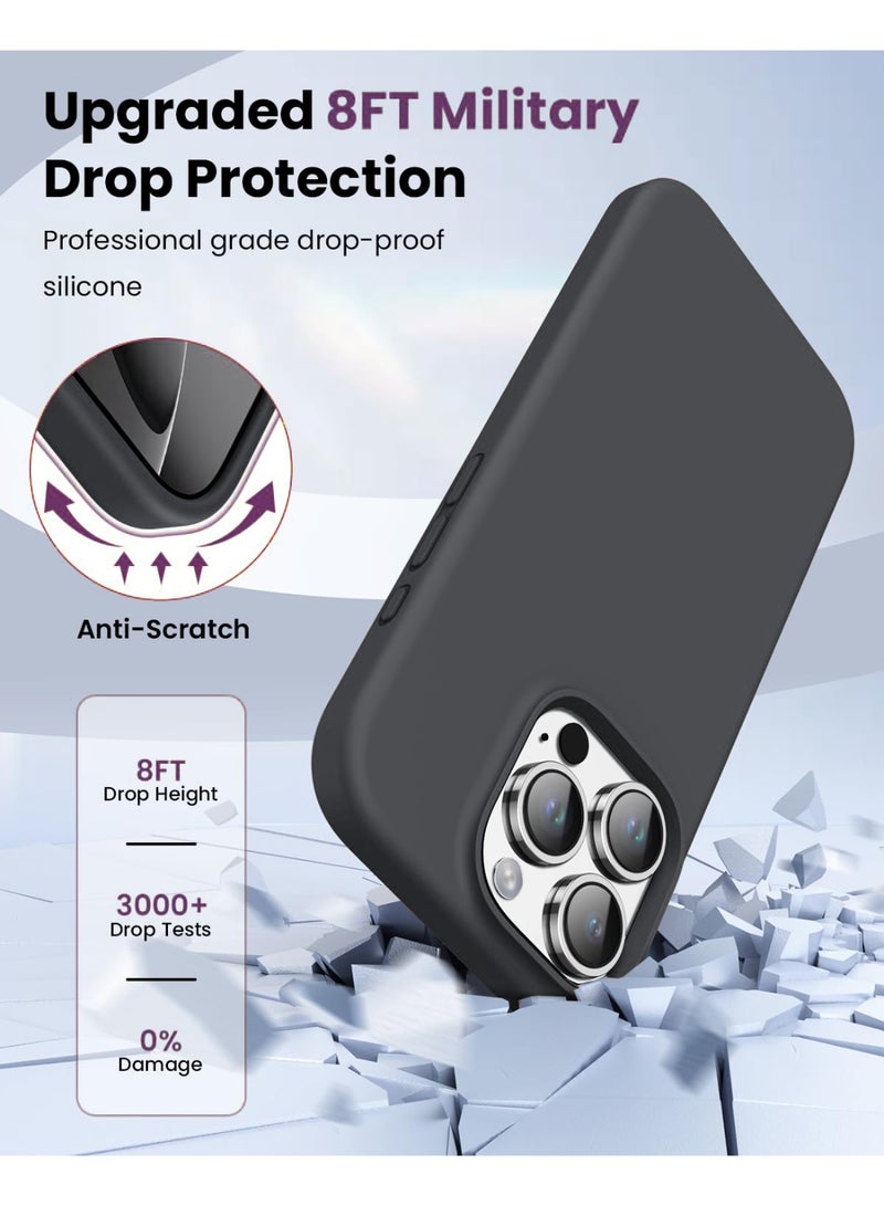 Compatible with iPhone 16 Pro Max Case 6.9 Inch Slim Liquid Silicone 4 Layers Soft Gel Rubber Shockproof Protective Phone Case with Anti Scratch Microfiber Lining (Midnigt Grey) - Image 5