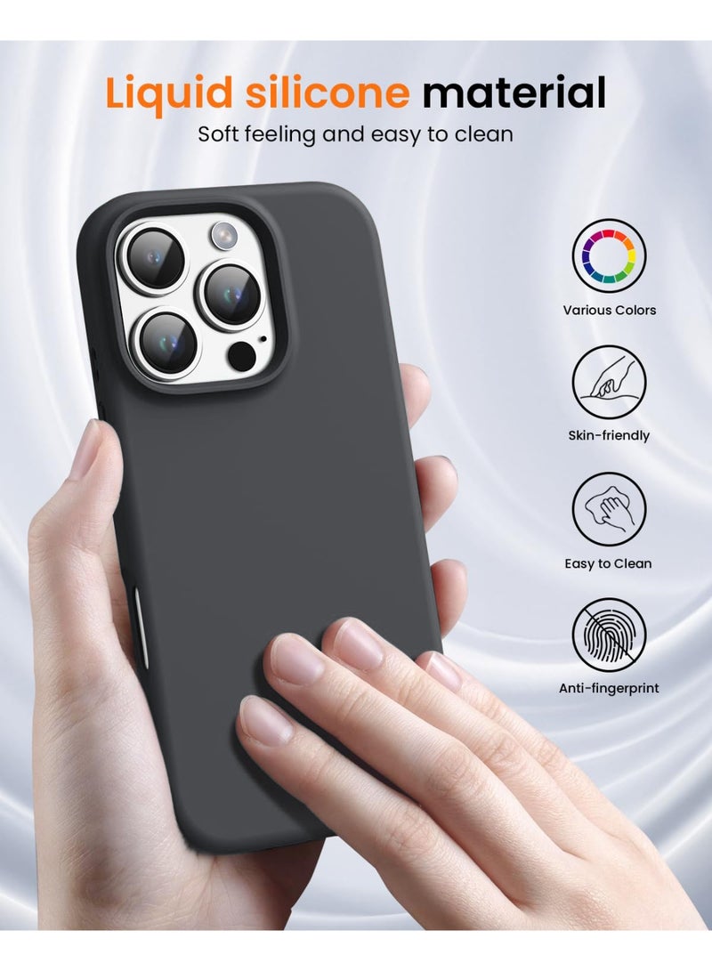 Compatible with iPhone 16 Pro Max Case 6.9 Inch Slim Liquid Silicone 4 Layers Soft Gel Rubber Shockproof Protective Phone Case with Anti Scratch Microfiber Lining (Midnigt Grey) - Image 2