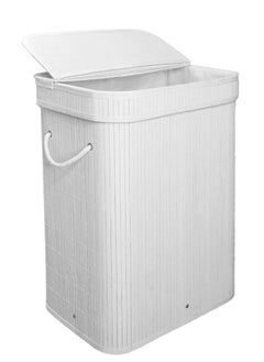XiuWoo Foldable Bamboo Laundry Clothes Basket, Home Storage Organizer, Laundry Hamper and Collapsible Storage Dirty with Lid, Cord Handle, Removable Liner Bag  - Image 1