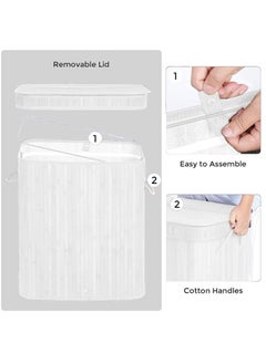 XiuWoo Foldable Bamboo Laundry Clothes Basket, Home Storage Organizer, Laundry Hamper and Collapsible Storage Dirty with Lid, Cord Handle, Removable Liner Bag  - Image 5