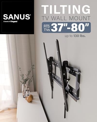 Sanus Universal Low Profile Tilt TV Wall Mount for 37" - 80" LED, LCD & Plasma TVs, Eliminates Glare with 10º of Tilt & Post-Install Adjustments - 3 Step Install - Safety Certified - MLT14-B1 - Image 2