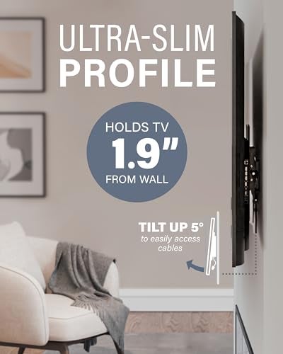 Sanus Universal Low Profile Tilt TV Wall Mount for 37" - 80" LED, LCD & Plasma TVs, Eliminates Glare with 10º of Tilt & Post-Install Adjustments - 3 Step Install - Safety Certified - MLT14-B1 - Image 4