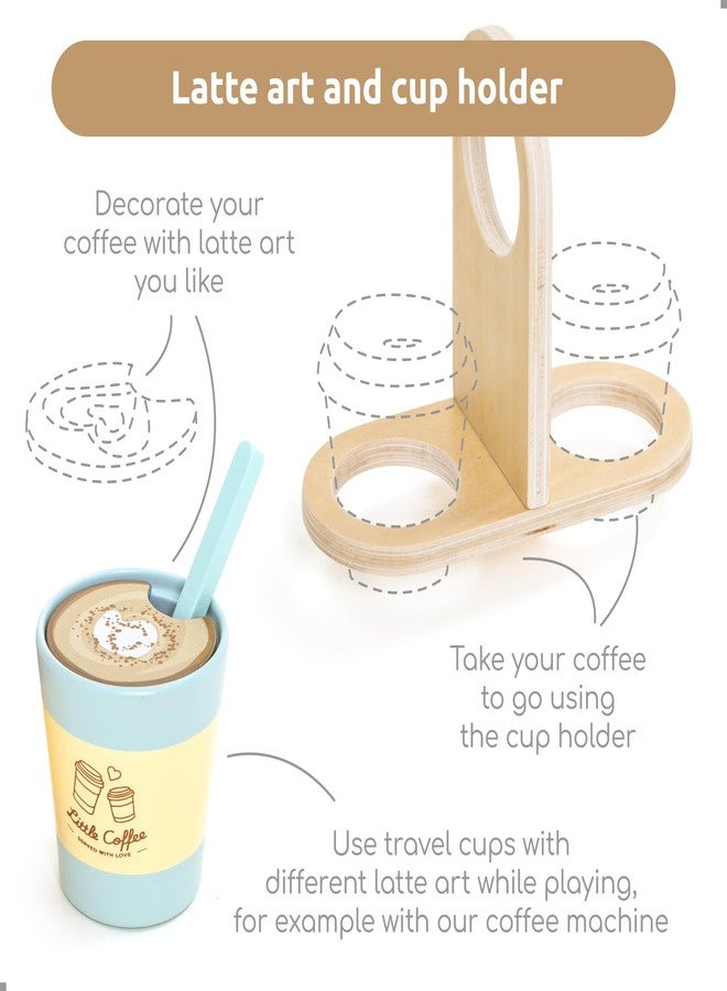 UMU® Coffee to Go Wooden Toy - Coffee Service Set for Children from 3 Years, 15-Piece Role Play Accessories, Wooden Coffee Mug & Barista Play Set - Image 3