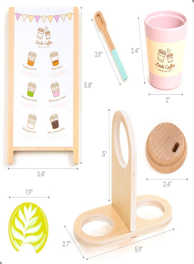 UMU® Coffee to Go Wooden Toy - Coffee Service Set for Children from 3 Years, 15-Piece Role Play Accessories, Wooden Coffee Mug & Barista Play Set - Image 5