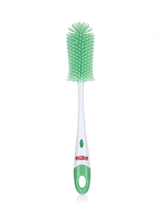Nuby Soft Non-Scratch Silicone Bristle Bottle & Nipple Brush with Looped Handle, Aqua - Image 2