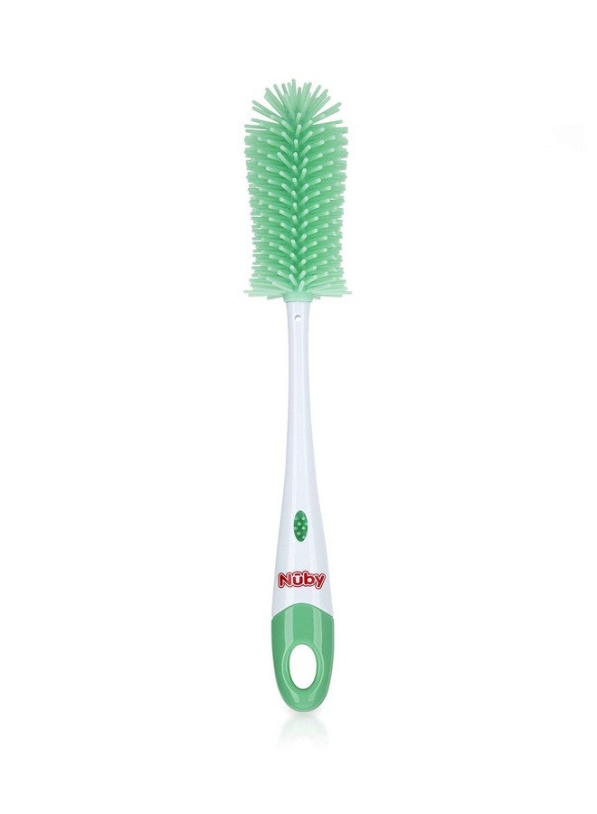 Nuby Soft Non-Scratch Silicone Bristle Bottle & Nipple Brush with Looped Handle, Aqua - Image 1