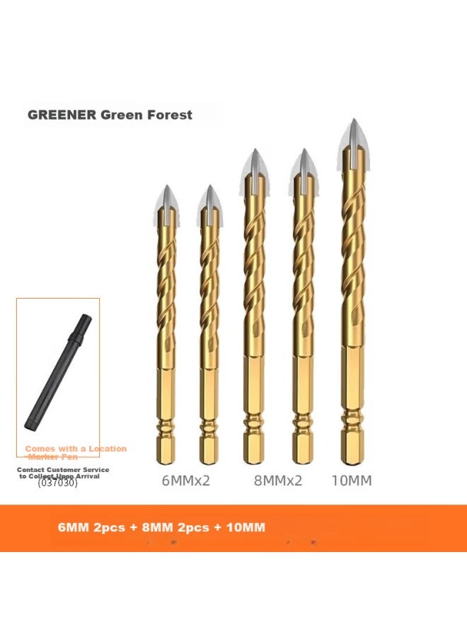 Greener Ceramic Tile Drill Bit, Four-blade Impact Drill, Concrete Triangular Drill, Electric Glass Hole Drilling Specialized All-in Tool - Image 1
