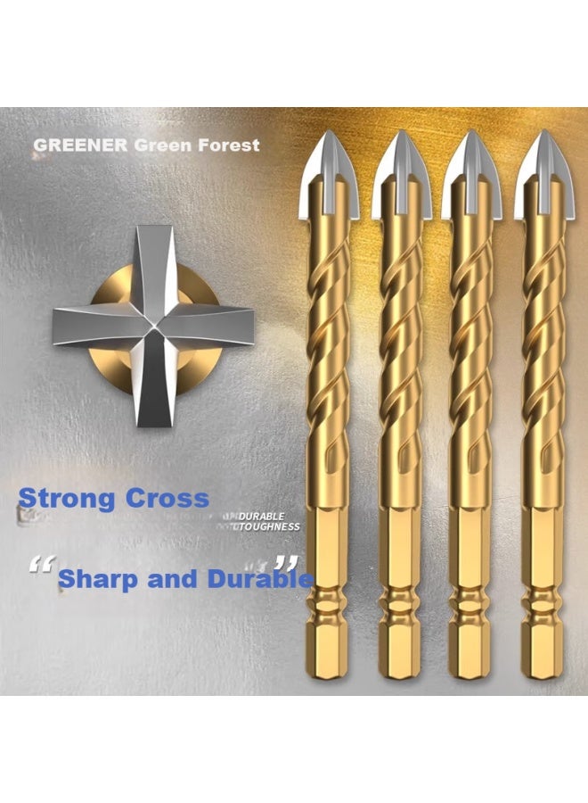 Greener Ceramic Tile Drill Bit, Four-blade Impact Drill, Concrete Triangular Drill, Electric Glass Hole Drilling Specialized All-in Tool - Image 3