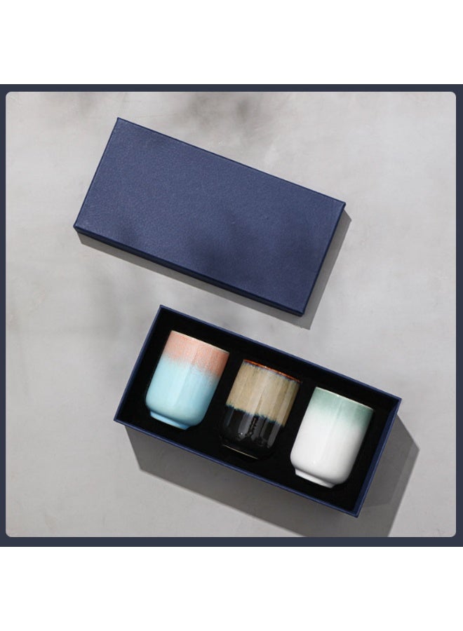 مجموعة من 3 أكواب إسبريسو خزفية متعددة الألوان بسعة 300 مل - Image 1