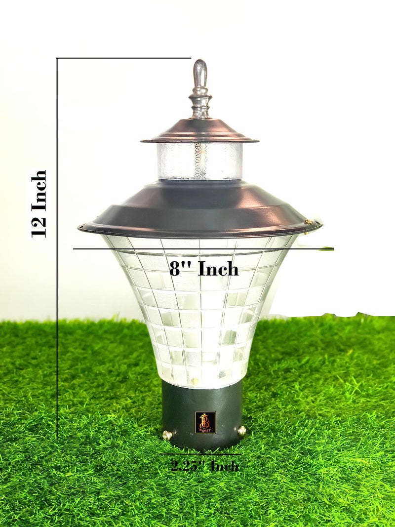 Lyse Decor Metal, Polyvinyl Chloride Gate Light for Home Gate Decoration | Waterproof Outdoor CFL Lamp, Main Gate Light, Pillar Light Outdoor (GL03, Pack of 2), Black - Image 5