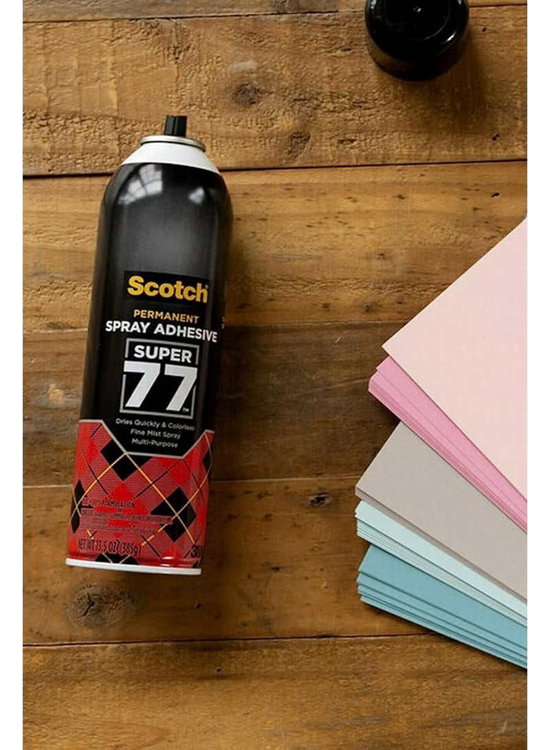 Scotch  Spray Super 77 Mount Adhesive 13.5oz (385gr.) Transparent color, 1 bottle/pack | Permanent Spray Adhesive | Ideal for mock-ups, Presentations, Display Boards | Artist's Adhesive | Glue | Super Glue - Image 3